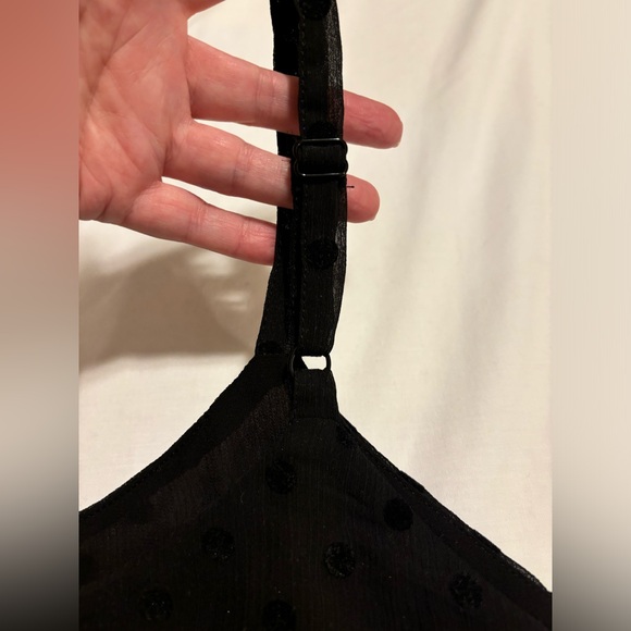 Torrid black, lined, dotted swiss, swingy & adjustable strap tank, size 2(18/20) - Picture 11 of 12